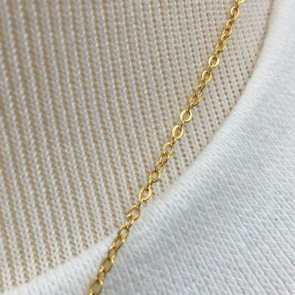 Gold Plated Faux Aquamarine Pendant 18in Trace Chain Necklace March Birthstone - Picture 9 of 13